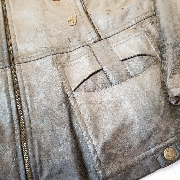 MATTINA T Vegan Leather Jacket Womens 18 Burnished Bronze sequins Full‎ zip Edgy - Picture 4 of 10